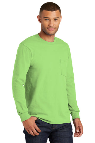 Port & Company Tall Long Sleeve Essential Pocket Tee (Lime)