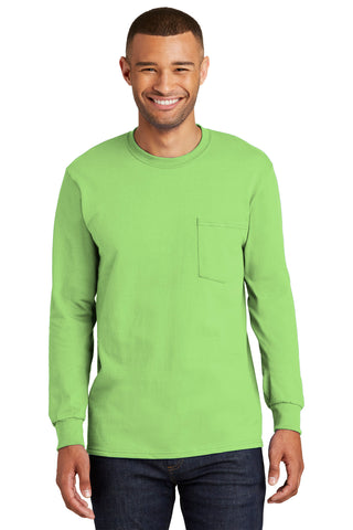 Port & Company Tall Long Sleeve Essential Pocket Tee (Lime)