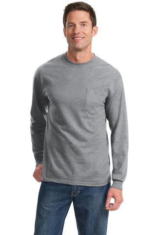 Port & Company Long Sleeve Essential Pocket Tee (Athletic Heather*)