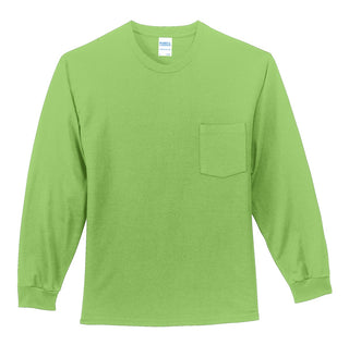 Port & Company Long Sleeve Essential Pocket Tee (Lime)