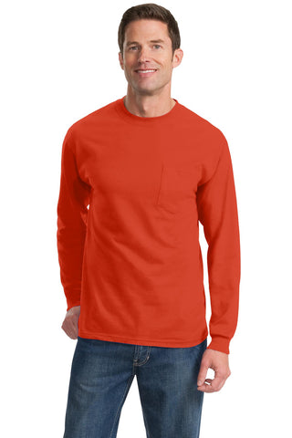 Port & Company Long Sleeve Essential Pocket Tee (Orange)