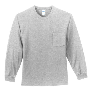 Port & Company Long Sleeve Essential Pocket Tee (Ash)