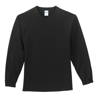 Port & Company Long Sleeve Essential Pocket Tee (Jet Black)