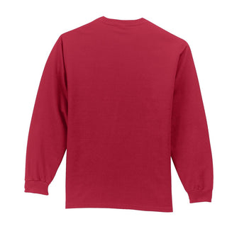 Port & Company Tall Long Sleeve Essential Pocket Tee (Red)