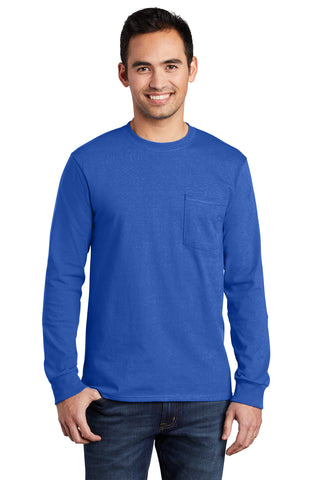 Port & Company Long Sleeve Essential Pocket Tee (Royal)