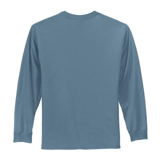 Port & Company Long Sleeve Essential Tee (Stonewashed Blue)
