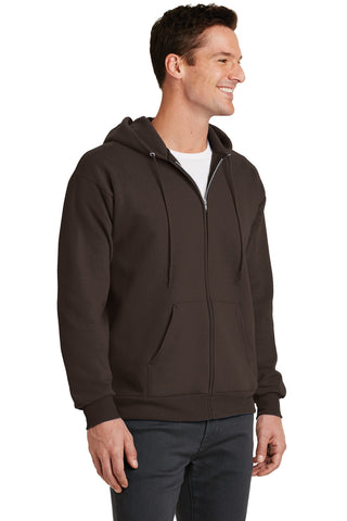 Port & Company Core Fleece Full-Zip Hooded Sweatshirt (Dark Chocolate Brown)