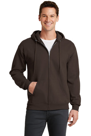 Port & Company Core Fleece Full-Zip Hooded Sweatshirt (Dark Chocolate Brown)