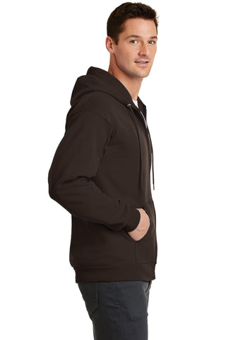 Port & Company Core Fleece Full-Zip Hooded Sweatshirt (Dark Chocolate Brown)