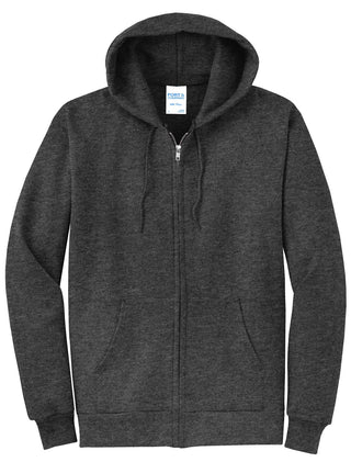 Port & Company Core Fleece Full-Zip Hooded Sweatshirt (Dark Heather Grey)