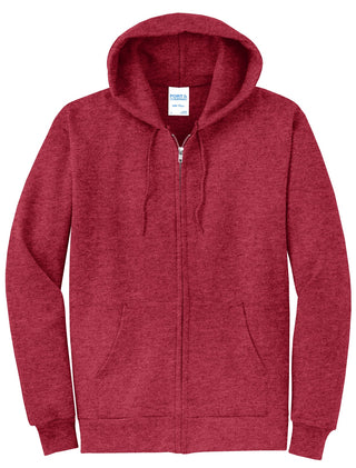 Port & Company Core Fleece Full-Zip Hooded Sweatshirt (Heather Red)