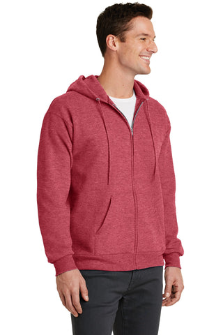 Port & Company Core Fleece Full-Zip Hooded Sweatshirt (Heather Red)