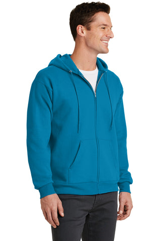 Port & Company Core Fleece Full-Zip Hooded Sweatshirt (Neon Blue)