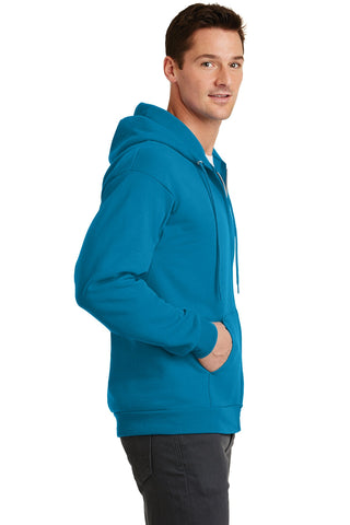 Port & Company Core Fleece Full-Zip Hooded Sweatshirt (Neon Blue)