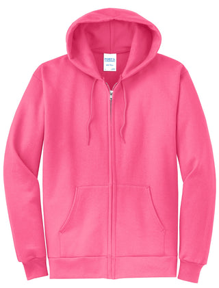 Port & Company Core Fleece Full-Zip Hooded Sweatshirt (Neon Pink)