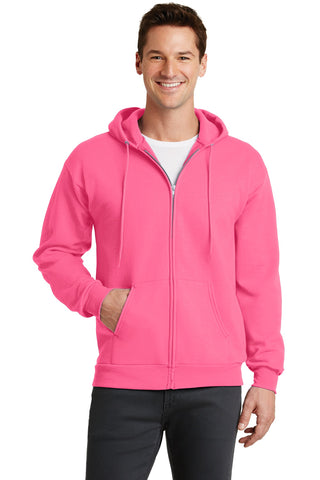 Port & Company Core Fleece Full-Zip Hooded Sweatshirt (Neon Pink)