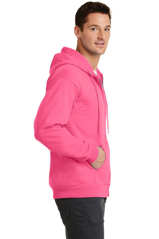 Port & Company Core Fleece Full-Zip Hooded Sweatshirt (Neon Pink)