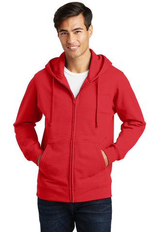 Port & Company Fan Favorite Fleece Full-Zip Hooded Sweatshirt (Bright Red)