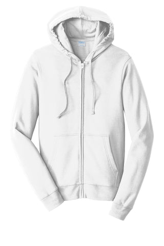 Port & Company Fan Favorite Fleece Full-Zip Hooded Sweatshirt (White)