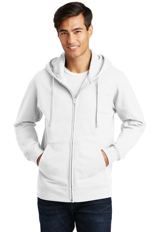 Port & Company Fan Favorite Fleece Full-Zip Hooded Sweatshirt (White)