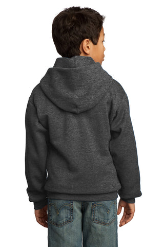 Port & Company Youth Core Fleece Pullover Hooded Sweatshirt (Dark Heather Grey)