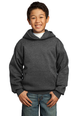 Port & Company Youth Core Fleece Pullover Hooded Sweatshirt (Dark Heather Grey)