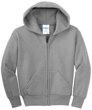 Port & Company Youth Core Fleece Full-Zip Hooded Sweatshirt (Athletic Heather)