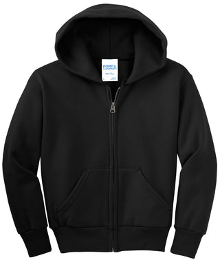 Port & Company Youth Core Fleece Full-Zip Hooded Sweatshirt (Jet Black)