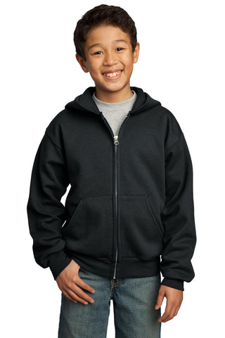 Port & Company Youth Core Fleece Full-Zip Hooded Sweatshirt (Jet Black)