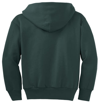 Port & Company Youth Core Fleece Full-Zip Hooded Sweatshirt (Dark Green)