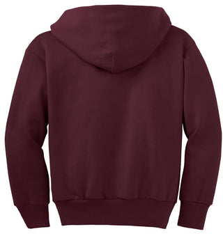 Port & Company Youth Core Fleece Full-Zip Hooded Sweatshirt (Maroon)