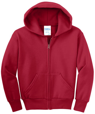 Port & Company Youth Core Fleece Full-Zip Hooded Sweatshirt (Red)