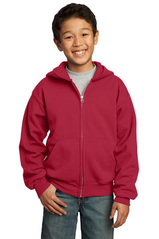 Port & Company Youth Core Fleece Full-Zip Hooded Sweatshirt (Red)