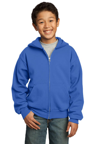 Port & Company Youth Core Fleece Full-Zip Hooded Sweatshirt (Royal)