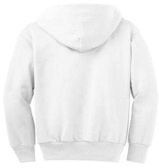 Port & Company Youth Core Fleece Full-Zip Hooded Sweatshirt (White)