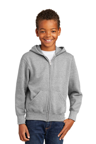 Port & Company Youth Core Fleece Full-Zip Hooded Sweatshirt (Ash)