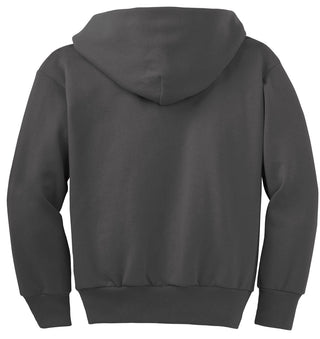 Port & Company Youth Core Fleece Full-Zip Hooded Sweatshirt (Charcoal)