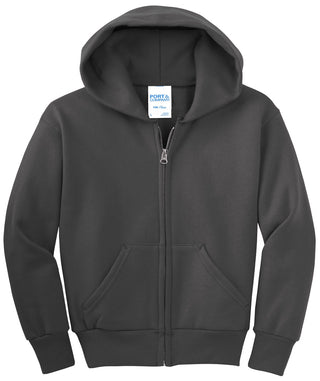 Port & Company Youth Core Fleece Full-Zip Hooded Sweatshirt (Charcoal)