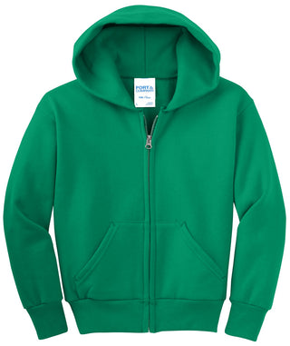 Port & Company Youth Core Fleece Full-Zip Hooded Sweatshirt (Kelly)