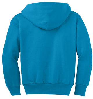 Port & Company Youth Core Fleece Full-Zip Hooded Sweatshirt (Neon Blue)