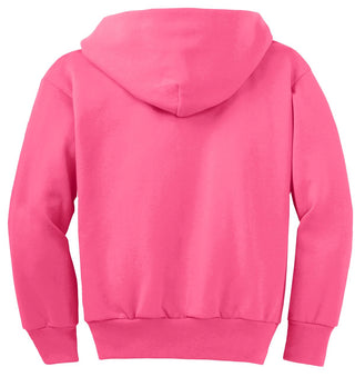 Port & Company Youth Core Fleece Full-Zip Hooded Sweatshirt (Neon Pink)