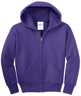 Port & Company Youth Core Fleece Full-Zip Hooded Sweatshirt (Purple)