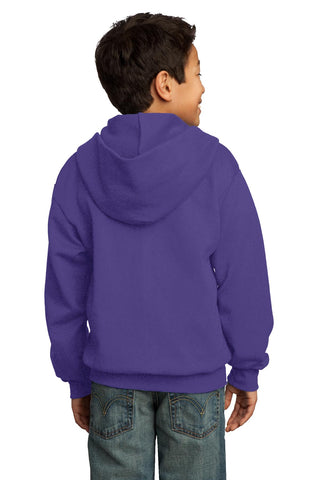 Port & Company Youth Core Fleece Full-Zip Hooded Sweatshirt (Purple)