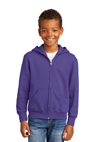 Port & Company Youth Core Fleece Full-Zip Hooded Sweatshirt (Purple)