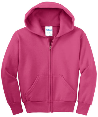 Port & Company Youth Core Fleece Full-Zip Hooded Sweatshirt (Sangria)