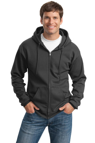 Port & Company Tall Essential Fleece Full-Zip Hooded Sweatshirt (Charcoal)