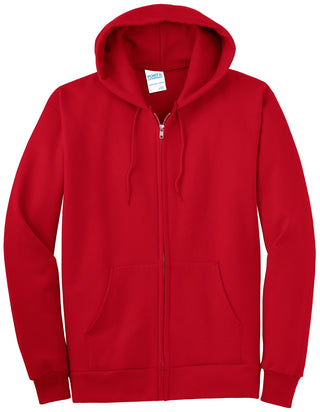 Port & Company Essential Fleece Full-Zip Hooded Sweatshirt (Red)