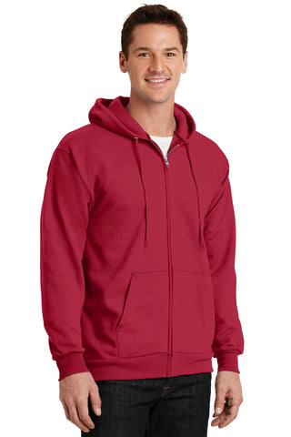 Port & Company Essential Fleece Full-Zip Hooded Sweatshirt (Red)