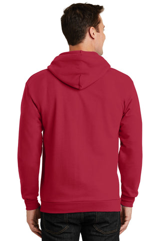 Port & Company Essential Fleece Full-Zip Hooded Sweatshirt (Red)