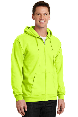 Port & Company Essential Fleece Full-Zip Hooded Sweatshirt (Safety Green)
